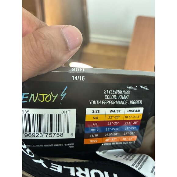 NWT Hurley Khaki Performance Jogger Pants Youth Size 14/16 Tan - Picture 4 of 6